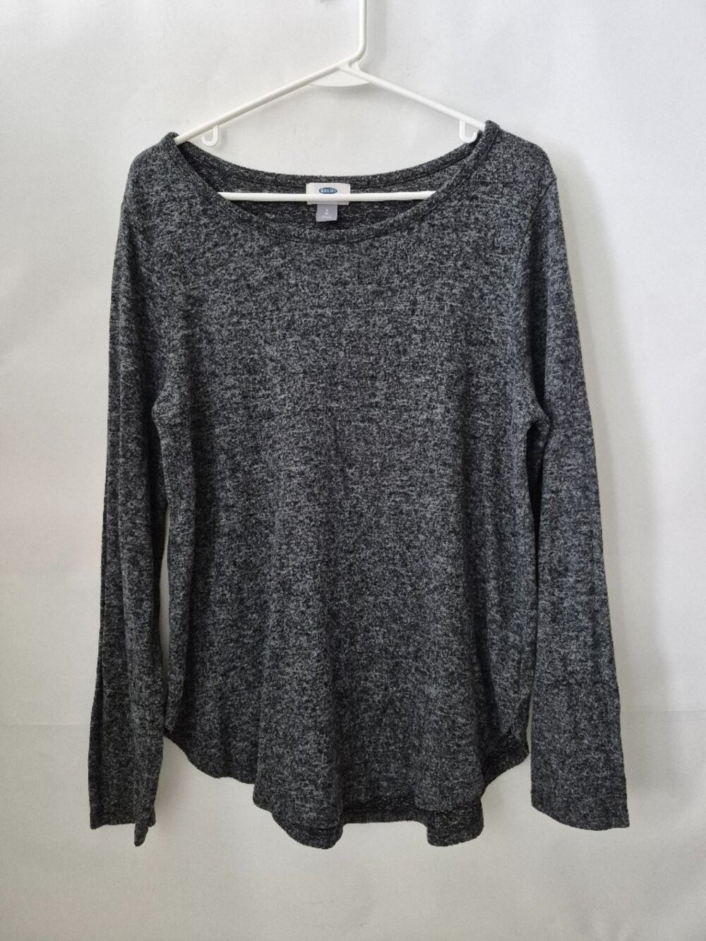 Old Navy Womens L Long Sleeve Textured Heather Black Gray Pullover Sweater Top